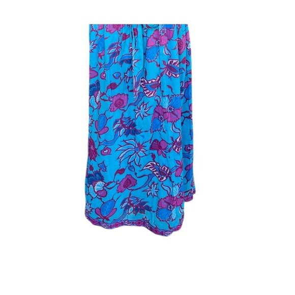 Caroline Constas Blue Floral Halter Maxi Dress Size M NWT Fit Flare Resort Vacay - Picture 6 of 10